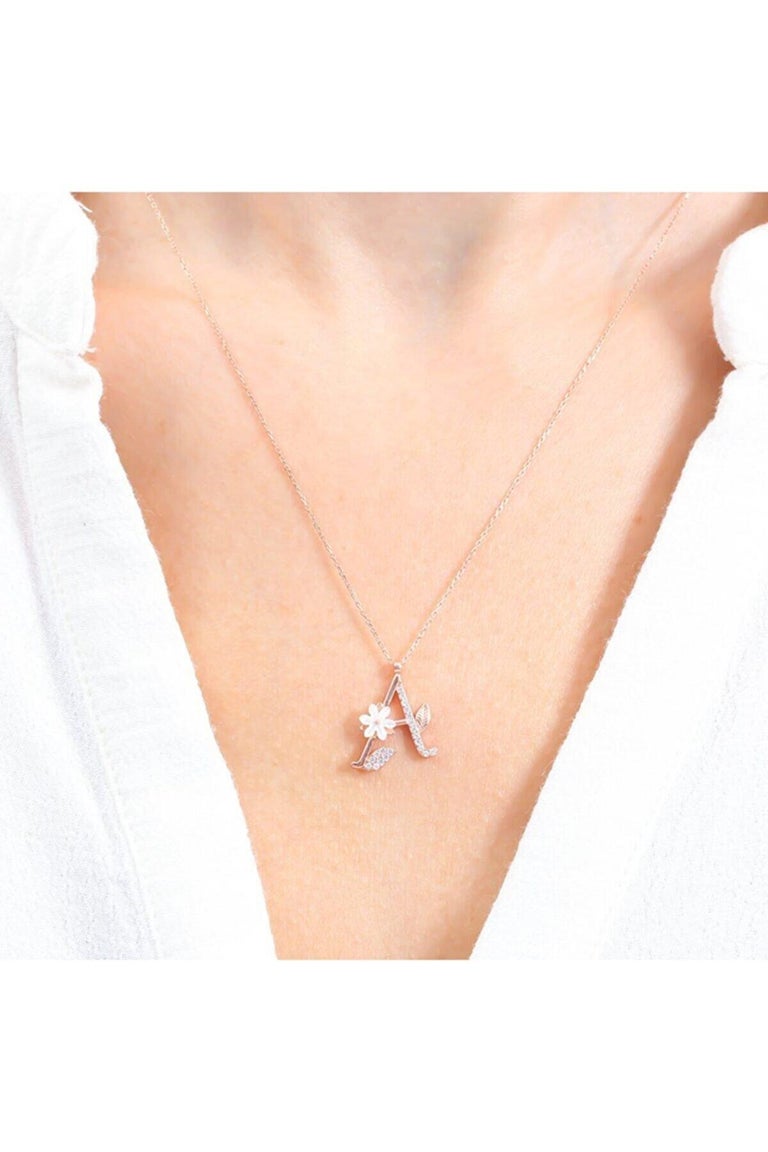 14k Solid Gold Letter Pendant Necklace, AZ Alphabet Charms, Initial