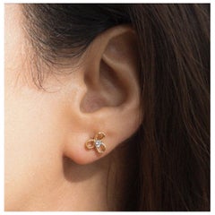 Pendiente de oro macizo de 14 quilates con diamante natural para regalo de aniversario