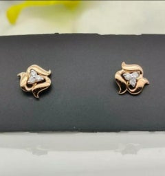 14k Solid Gold Flower Stud Earring Natural Diamond Cluster Jewelry