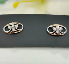 14k Solid Gold Flower Stud Earring Natural Diamond Floral Gold Earring Jewelry