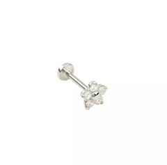 14K Solid Gold Genuine Diamond Flower Cartilage Stud Nose/Ear Pin Piercing pin