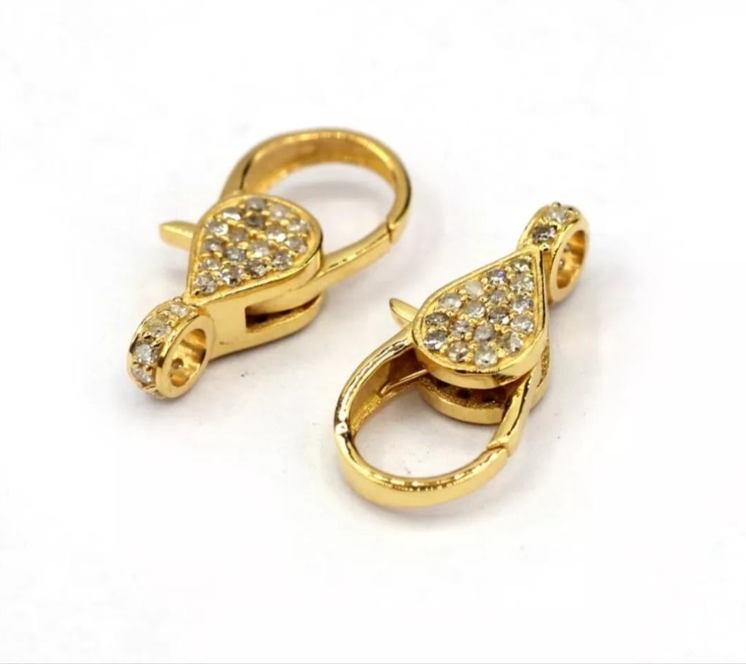 14K Solid Gold Genuine Diamond Lobster Lock For Necklace Jewelry ...
