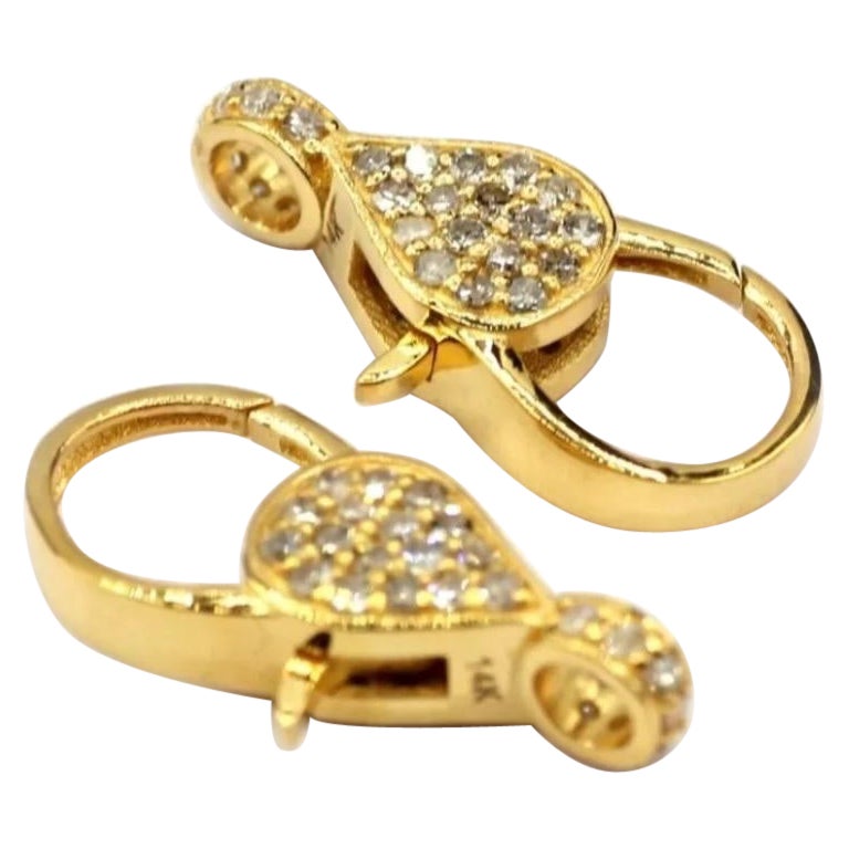 14K Solid Gold Genuine Diamond Lobster Lock For Necklace Jewelry Finding Supply.