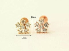 14K Solid Gold Genuine Diamond Snowflake Cartilage Flower Ear Stud Piercing Gift