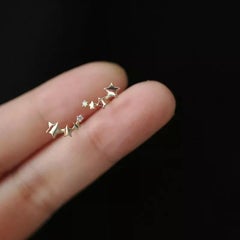 Gradient Star Stud Earring Exquisite Diamond in 14K Solid Gold