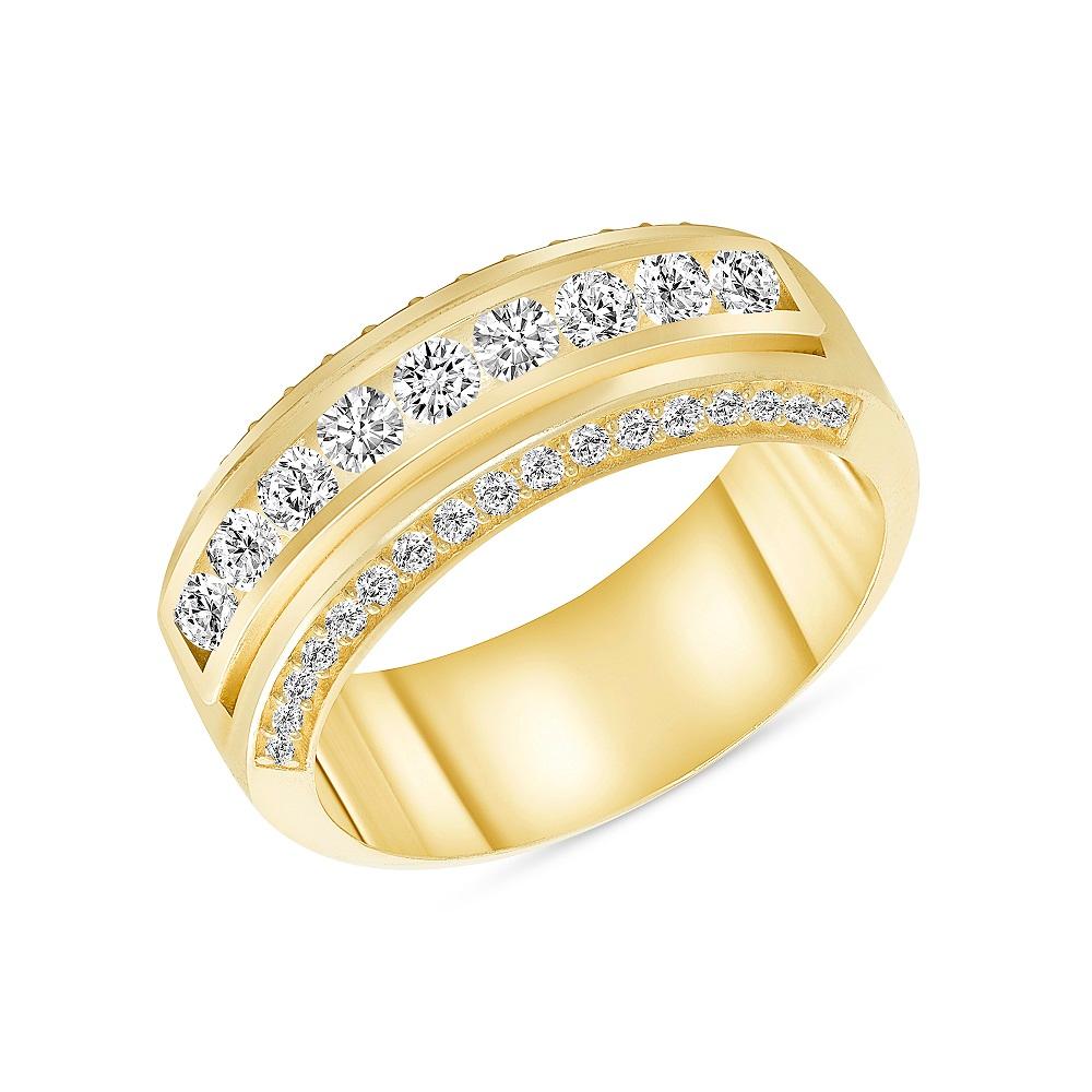 Im Angebot: 14k Massivgold Half Way Herren-Diamantband 1,5 Karat tw. () 2
