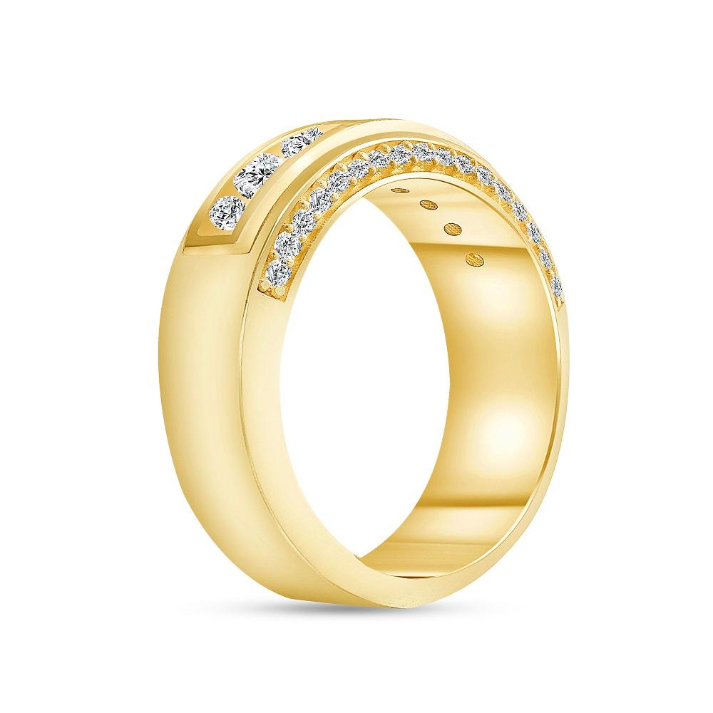 Im Angebot: 14k Massivgold Half Way Herren-Diamantband 1,5 Karat tw. () 4
