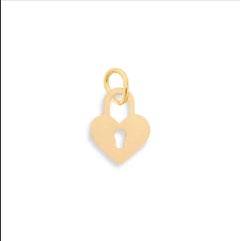 14K Solid Gold Heart Lock Pendant Minimalist lock Necklace For Girls Birthday.