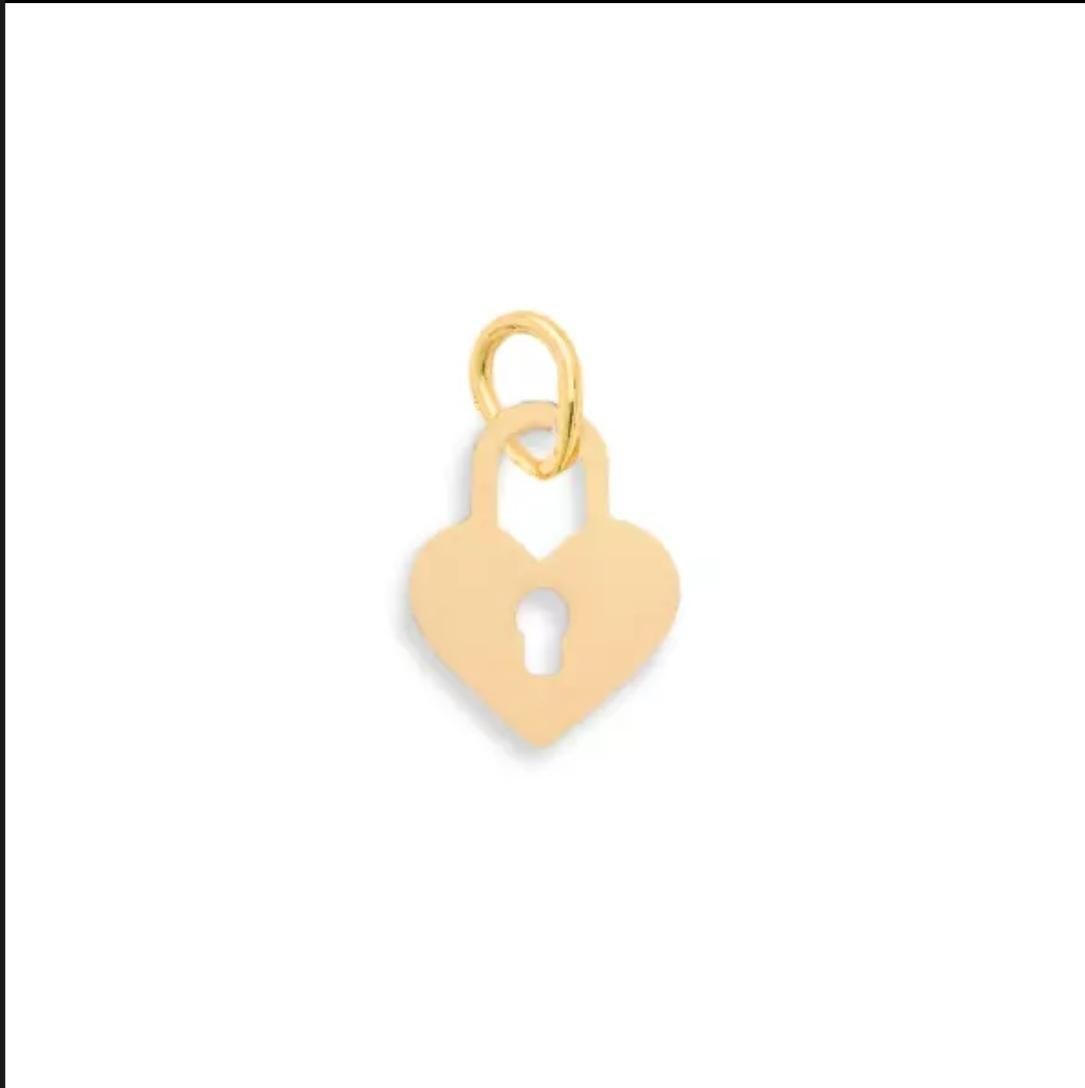 14K Massivgold Herzschloss-Anhänger Minimalistische Schloss-Halskette für Mädchen Birthday. im Angebot 4