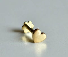 14k Solid Gold Heart Nose Piercing Delicate Tiny Nose Ring Body Piercing Ring.