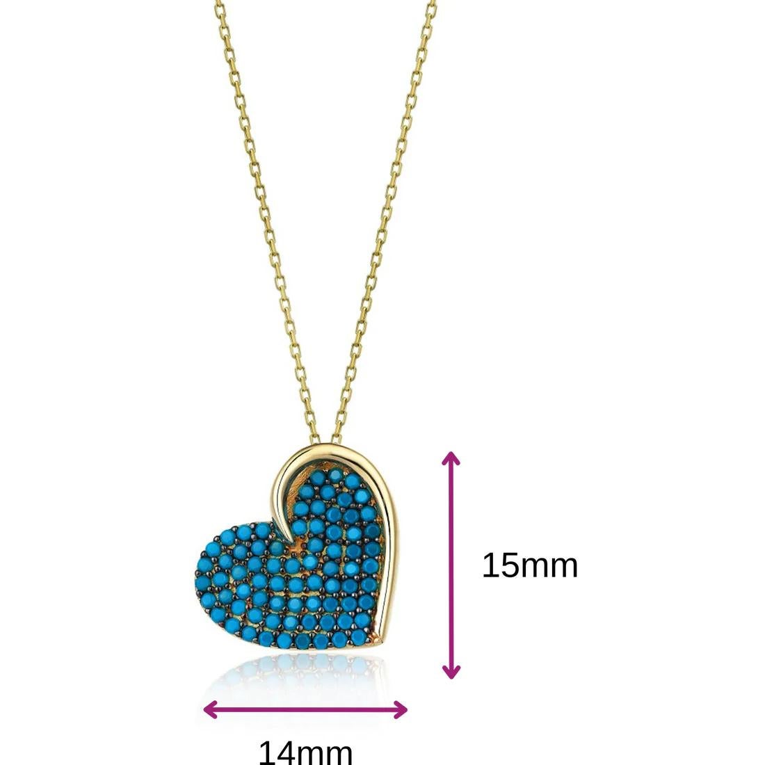 Modern 14k Solid Gold Heart Pendant Necklace, Heart Necklace for Women