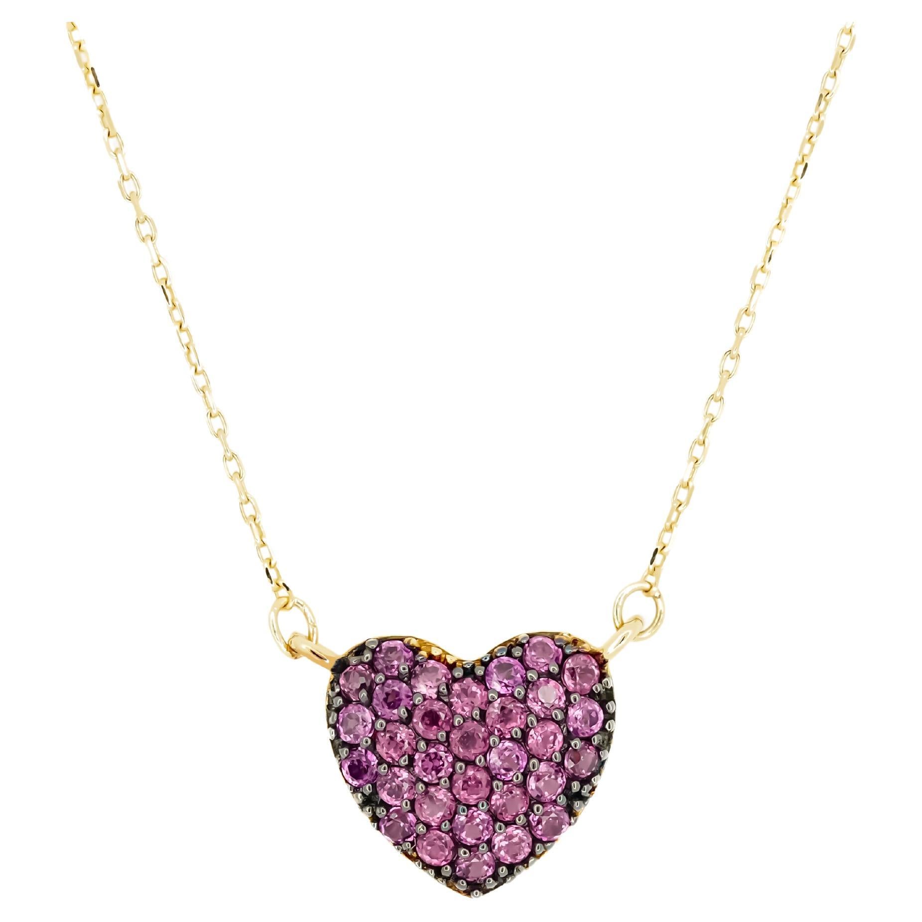 Modern 14k Solid Gold heart Pendant necklace. Heart necklace for women.