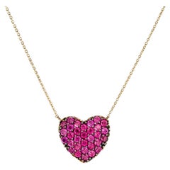 14k Solid Gold heart Pendant necklace. Heart necklace for women.