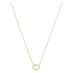 14k Solid Gold Heart Pendant Necklace, Tiny Heart Charm Gold Chain Necklace