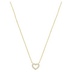 14k Massivgold Herz-Anhänger-Halskette, Tiny Heart Charm Goldkette Halskette.