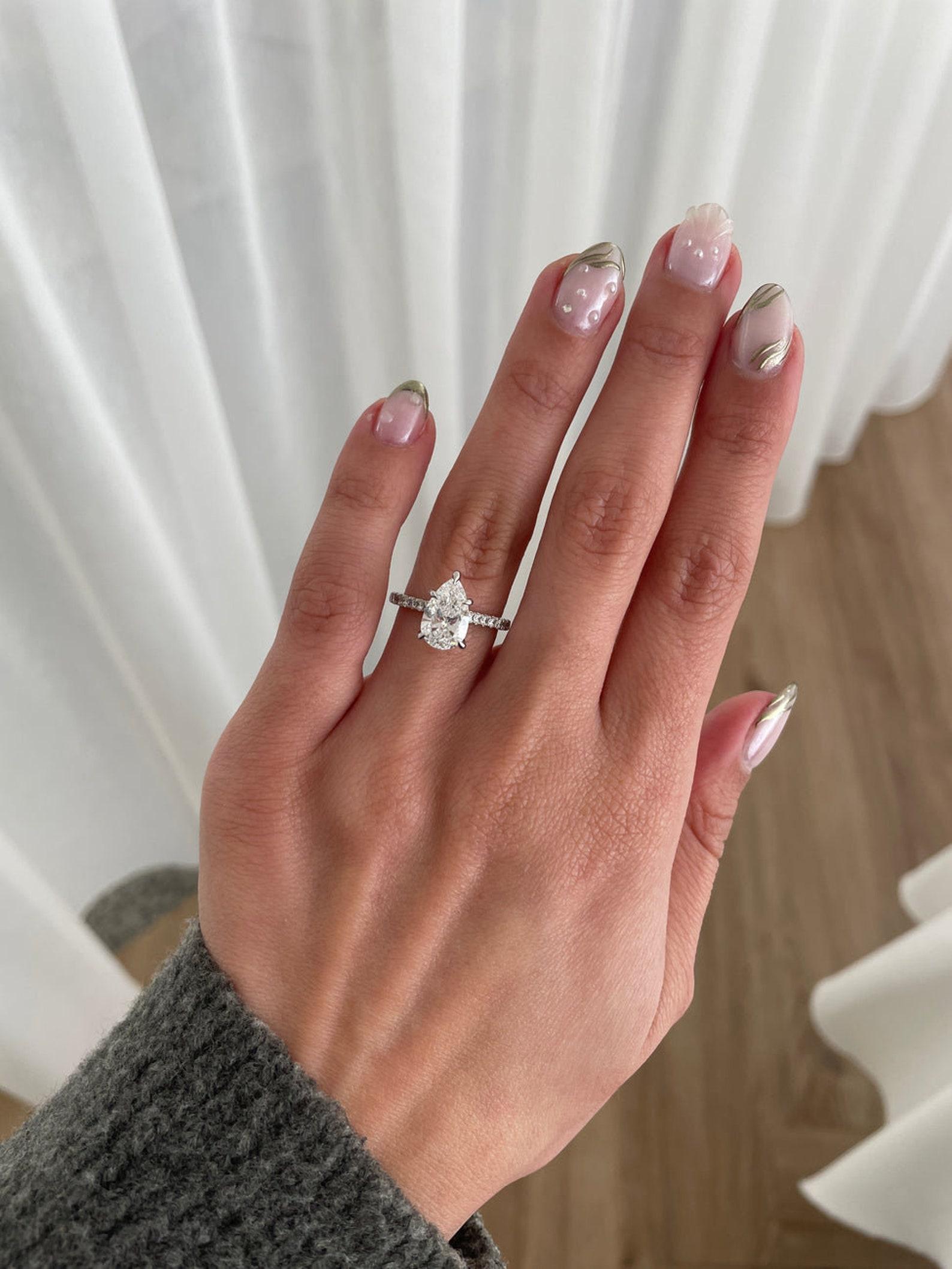 14k massiv Gold Hidden Halo Verlobungsring 2CT Moissanite Ring  Ehering 5