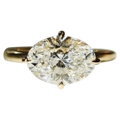 14k solid gold Hidden Halo Ring Oval Cut Moissanite Ring Solitaire Ring.