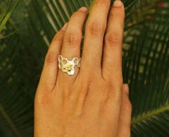 14k Solid Gold Honeycomb Designer Bee Ring