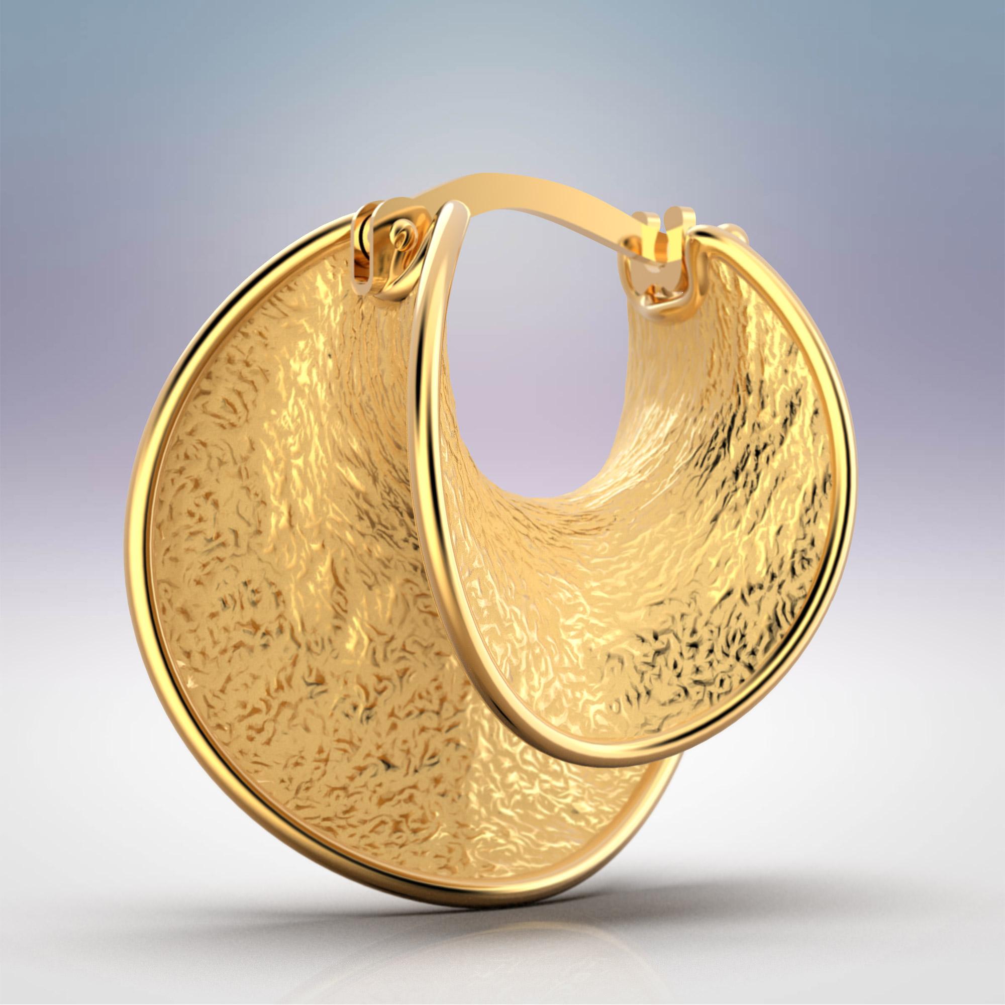 Pendientes de aro de oro macizo de 14k hechos en Italia por Oltremare Gioielli en venta 5