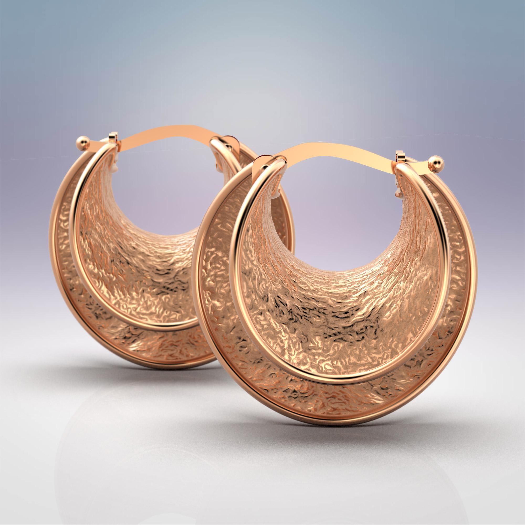 Women's 14k Solid Gold Hoop Earrings Made in Italy by Oltremare Gioielli For Sale