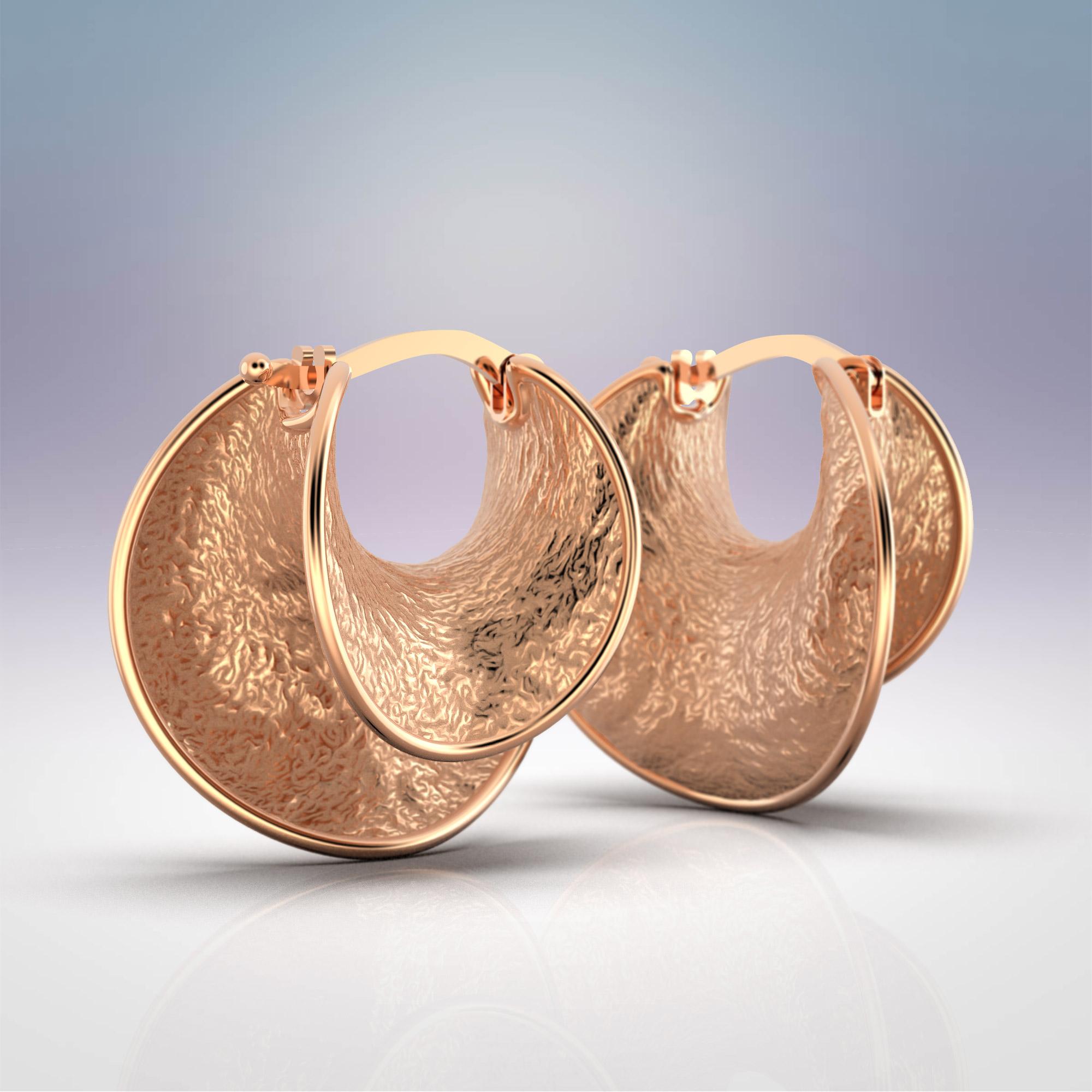 14k Solid Gold Hoop Earrings Made in Italy by Oltremare Gioielli For Sale 1