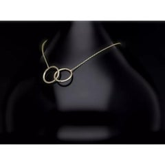 14K Solid Gold Interlocking Circles Rings Necklaces Eternity Double Circle