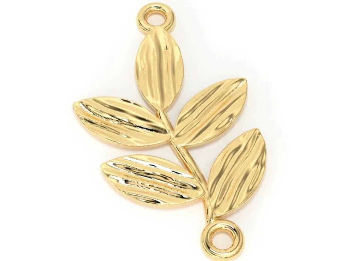 Connecteur de feuille en or massif 14K pour la fabrication de bijoux Connecteur de collier en or massif. en vente 1