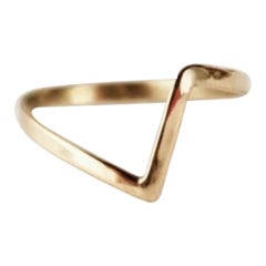 14k Solid Gold Lightning Bolt Zig Zag Handmade Valentines Minimalist Girl Ring.