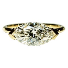 14k Solid gold Marquise Cut East To West Moissanite 2 CT Solitaire Ring