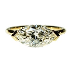 14k Massivgold Marquise Cut East To West Moissanit 2 CT Solitär-Ring