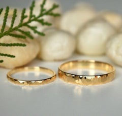 14k Solid Gold Couples Rings Matching His Her Brushed Wedding Band Couple Ring.