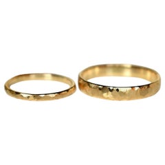 14k Solid Gold Matching Couples Rings His Her Brushed Wedding Band Couple Ring.