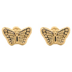 14K Solid Gold Mini Butterfly Stud Earrings on Screw Backs