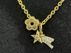 Mini Shooting Star Studded Small Charm Pendant with Diamond in 14K Solid Gold