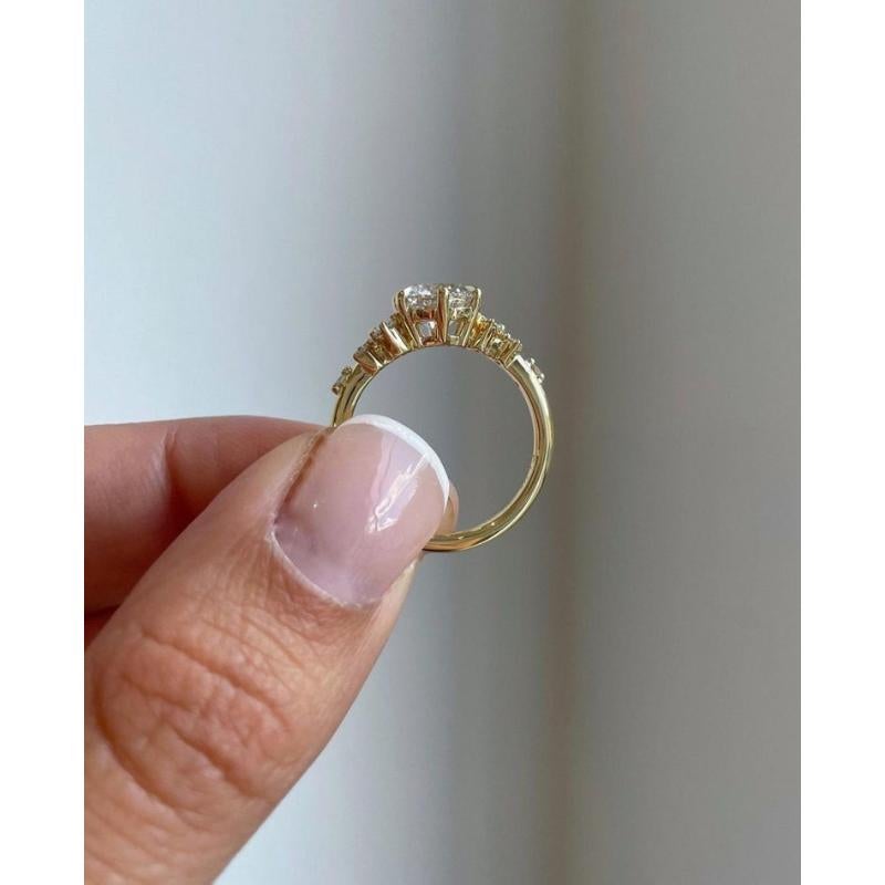 14k Solid Gold Moissanite Cluster Engagement Ring… - image 3