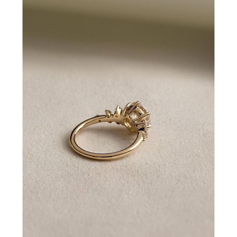 14k Solid Gold Moissanite Cluster Engagement Ring… - image 4