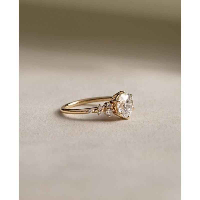 14k Solid Gold Moissanite Cluster Engagement Ring… - image 6