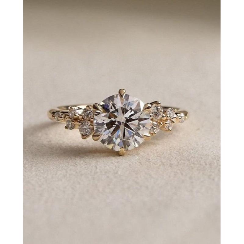 14k Solid Gold Moissanite Cluster Engagement Ring… - image 7