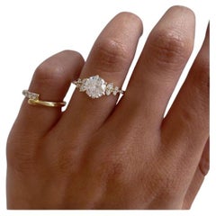 14k Solid gold Moissanite Cluster Engagement Ring 2 CT Round Cut