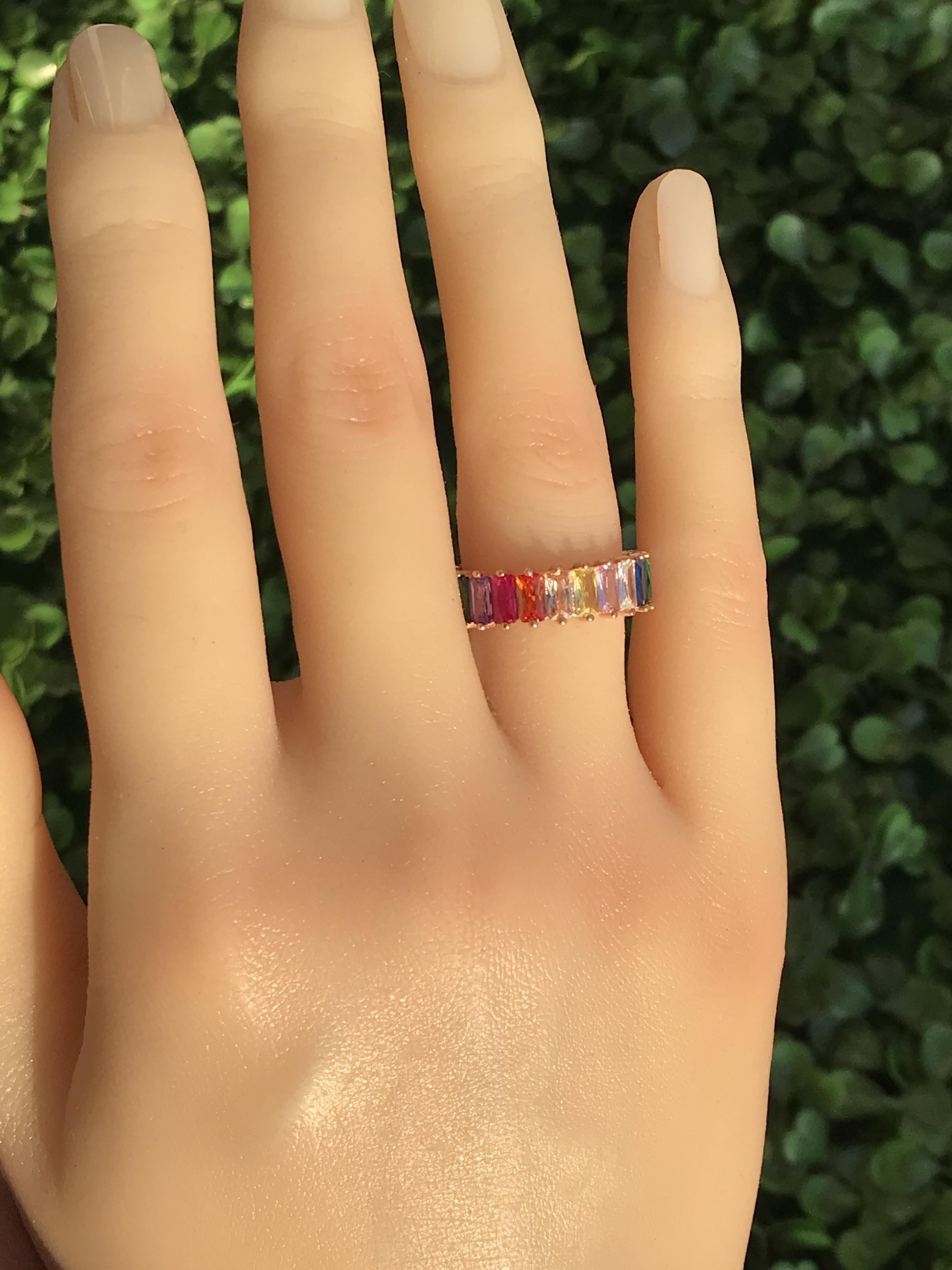 For Sale:  14K solid gold Multicolor Rainbow Eternity Ring. 8