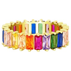 14K solid gold Multicolor Rainbow Eternity Ring.
