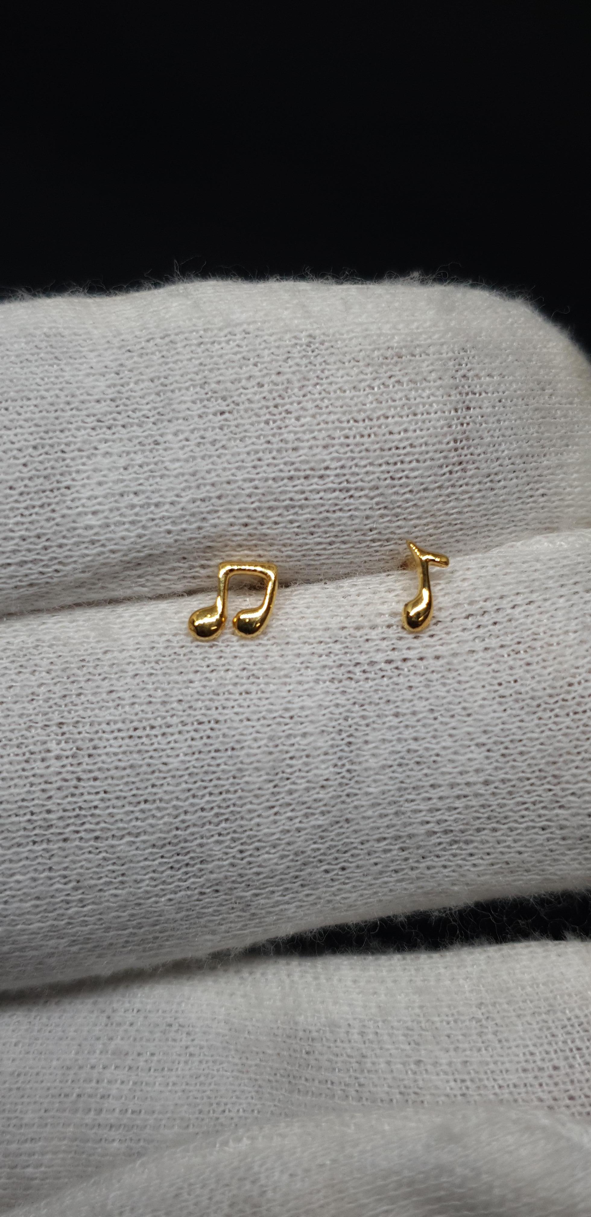 14k Solid Gold Musical Notes Stud Piercing Jewelry Nose Earrring For Sale 8
