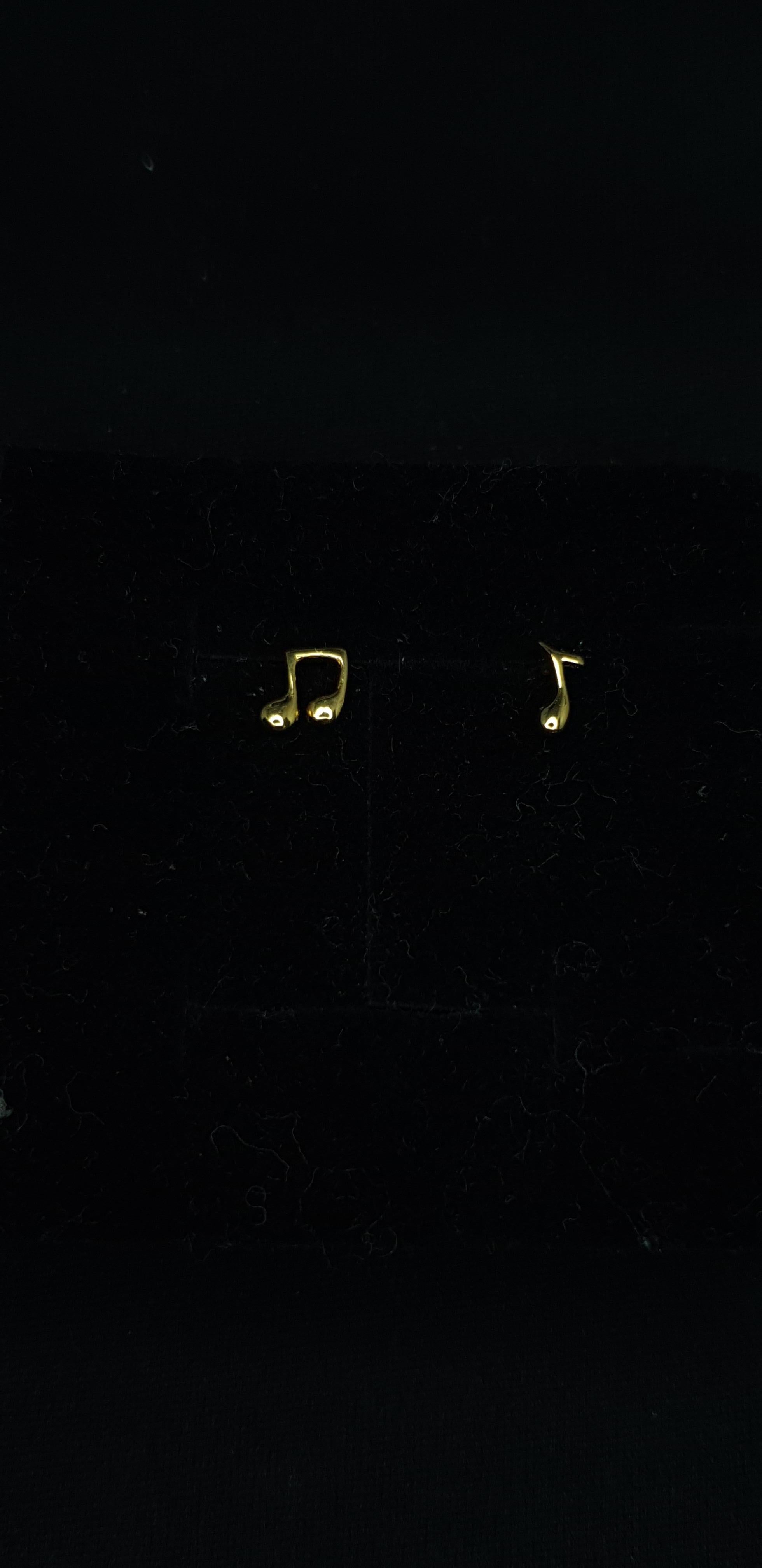 14k Solid Gold Musical Notes Stud Piercing Jewelry Nose Earrring For Sale 3