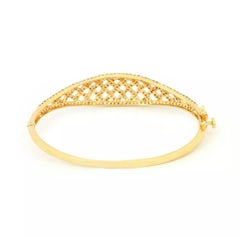 14K Solid Gold Natural Diamond Cage Design Bracelet Handmade
