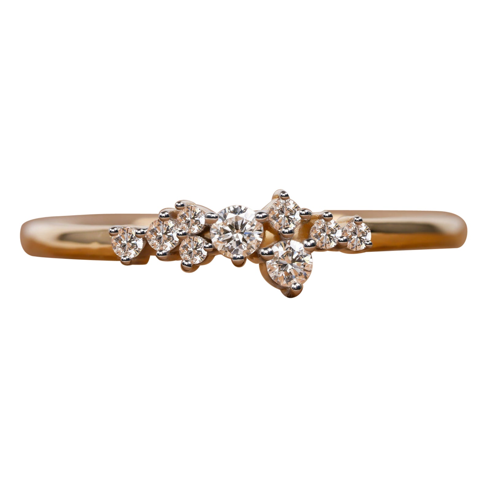 14k Massivgold Natürlicher Diamant Ikonischer Cluster-Ring Minimalistischer Tiny Cluster-Ring im Angebot