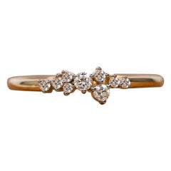 Bague grappe iconique en or massif 14 carats avec diamants naturels emblématiques