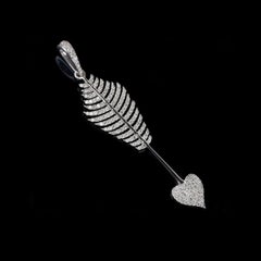 14k Solid Gold Natural Diamond Pendant Heart Arrow Pendant Wedding Gift For Her.