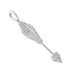 14k Solid Gold Natural Diamond Pendant Heart Arrow Pendant Wedding Gift For Her.