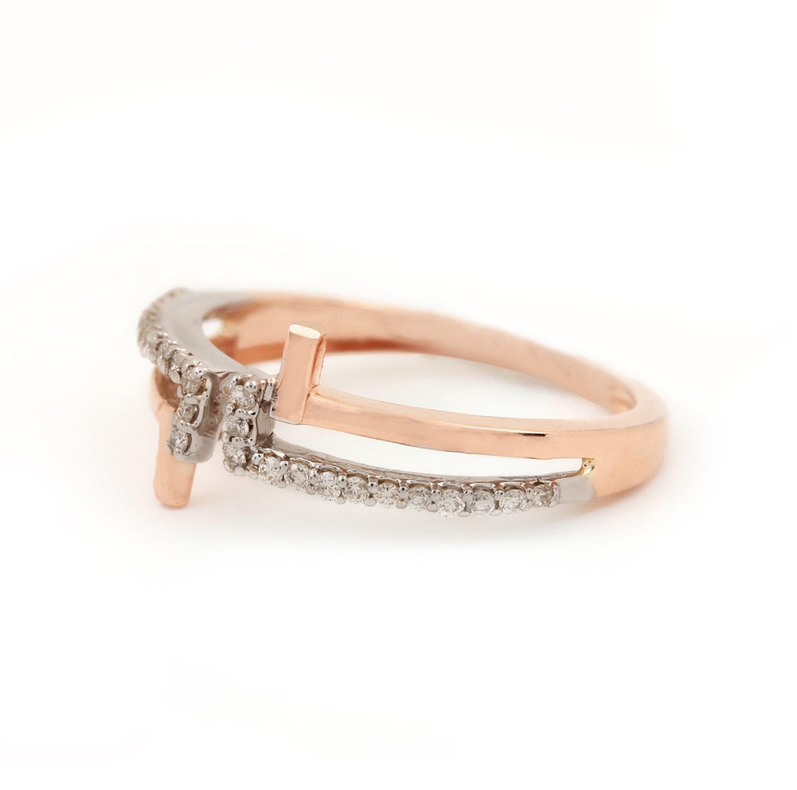 Art déco 14k Solid Gold Natural Diamond Ring Stackable Ring For Anniversary Gift For Her. en vente