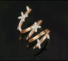 14k Solid Gold Natural Diamond Si Calrity Floral Wrap Ring Wedding Bridal Gift.